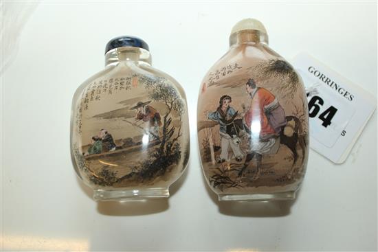 Two Chinese inside-painted glass snuff bottles, 20th century, Richards(-)